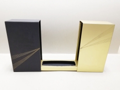 Luxury Black Golden Drawer Foil Stamping Cardboard Bottle Sliding Lid Custom XO Wine Glass Box