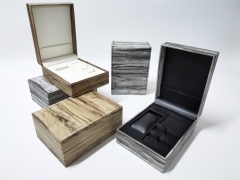 Hand Interchangeable Strap Box Black Wood grain PU leather Exhibition Set Watch boxes