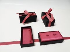 Branded logo printing mini ring pack ribbon closure jewelry packaging box velvet insert